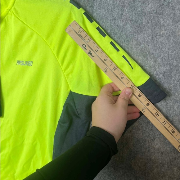 Arsuxeo Cycling Jersey Adult Large Yellow Black High Visibility Full Zip - Picture 3 of 9